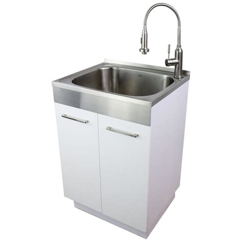 stainless steel laundry cabinet|24 laundry sink with cabinet.